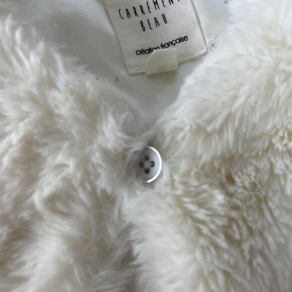 Carrement Beau Fuzzy Shawl Overcoat Baby 6 Months White Vest - Picture 4 of 9